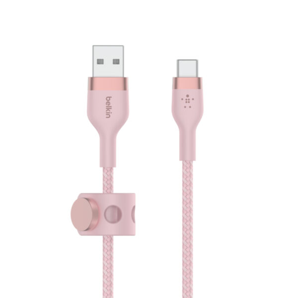 Belkin BOOST↑CHARGE™ Pro Flex Cable 30W/3A (CAB010bt1MPK) สายชาร์จ USB-A to C (1 เมตร) – Pink