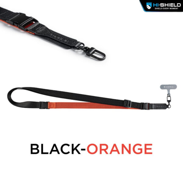 HI·SHIELD 2IN1 Nylon Cross-Body Strap สายคล้องโทรศัพท์มือถืออเนกประสงค์ - Black/Orange