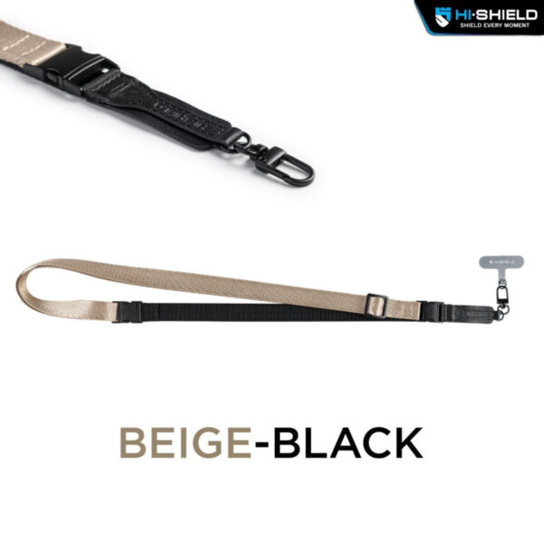 HI·SHIELD 2IN1 Nylon Cross-Body Strap สายคล้องโทรศัพท์มือถืออเนกประสงค์ - Beige/Black