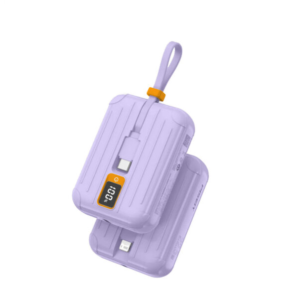 PISEN TS-D326-PUR PowerBank 10000mAh PD22.5W พร้อมสายชาร์จคู่ในตัว (Type C + Lightning) - Purple