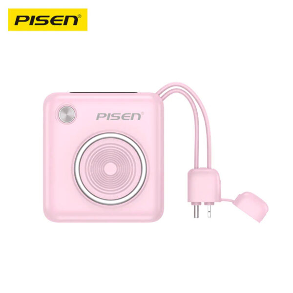 PISEN TP-D105-PNK Power Depot 10000mAh 22.5W / PD 20W พร้อมสายชาร์จคู่ในตัว (Type C + Lightning) - Pink