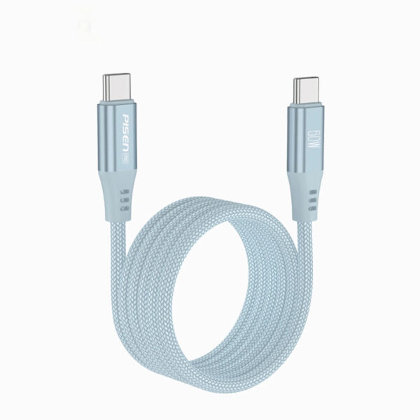 PISEN 60W Magnetic Braided Fast Charging Cable (CC-FC22-1000-BLU) สายชาร์จ USB-C to C - Blue (1 เมตร)