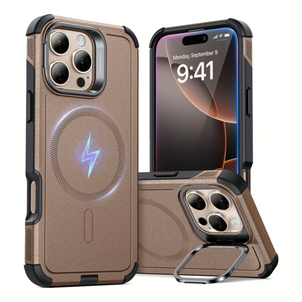 ESR Cyber Tough Case with Stash Stand (HaloLock) เคส iPhone 16 Pro Max – Rose Gold