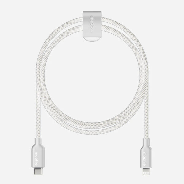 Mophie Essentials Braided USB-C to Lightning Sync 480Mbps and Charge 60W Cable - White (1เมตร)