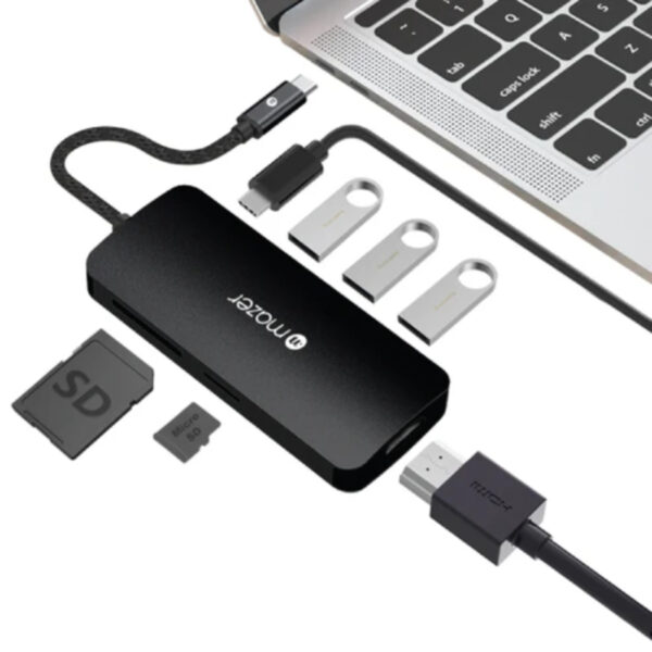 Mazer USB-C 7-in-1 Multiport Hub with PD Pass-Thru 87W