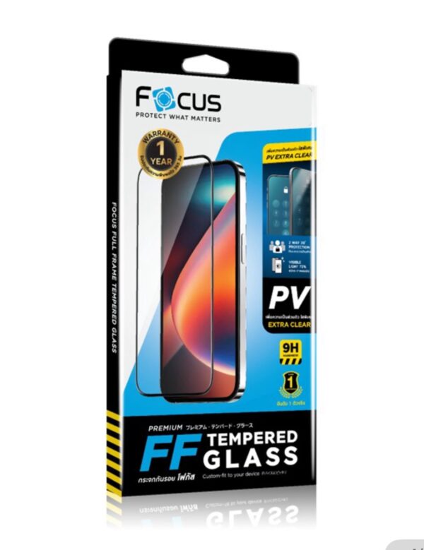 Focus Privacy Extra Clear Full Frame Tempered Glass (PV) ฟิล์มกระจกเต็มจอกันการมอง – iPhone 15 Pro