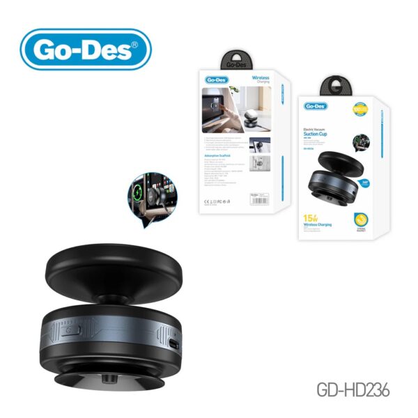 Go-Des Electric Vacuum Suction Cup Wireless Charging 15W (GD-HD236)