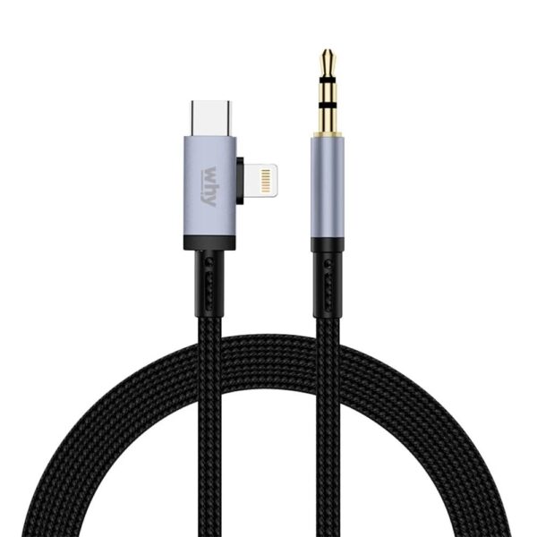 Why Libra Type C & Lightning to Aux 1M (AD-104D) - Grey