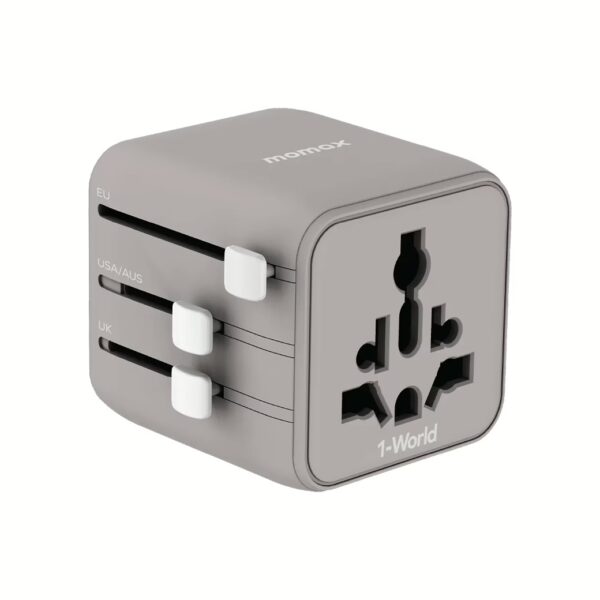 Momax 1‑World AC 2 Universal Travel Adapter หัวแปลงปลั๊กไฟ  รองรับสูงสุด 2500W – Grey