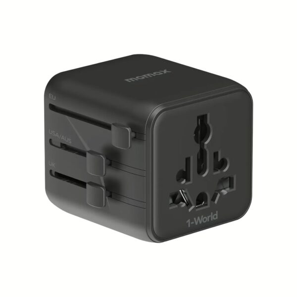 Momax 1‑World AC 2 Universal Travel Adapter หัวแปลงปลั๊กไฟ  รองรับสูงสุด 2500W – Black