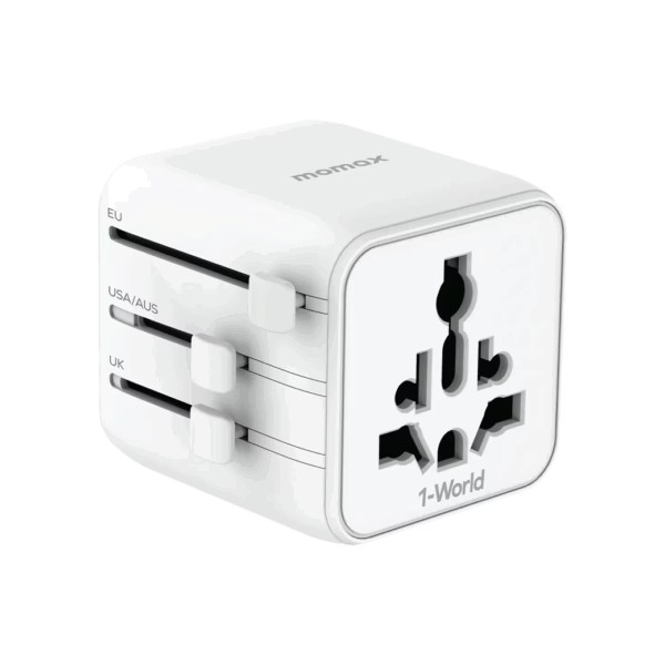 Momax 1‑World AC 2 Universal Travel Adapter หัวแปลงปลั๊กไฟ  รองรับสูงสุด 2500W – White