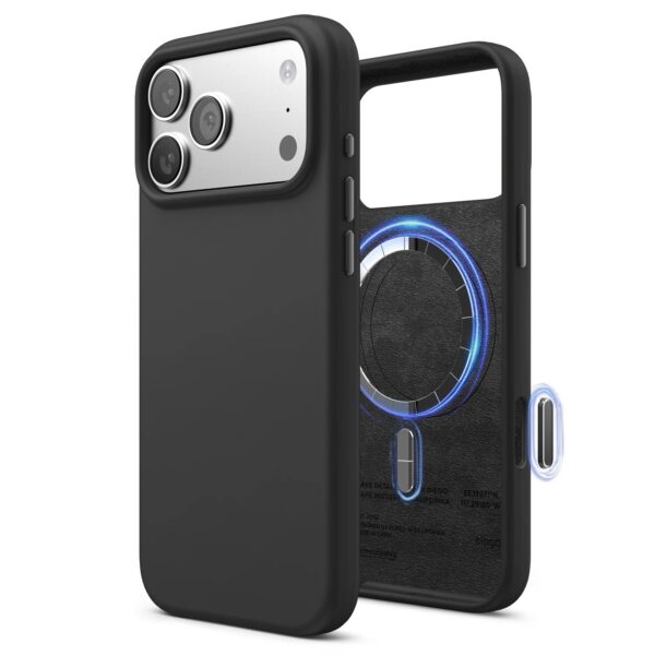 (สินค้าพร้อมส่ง) Elago Magnetic Silicone Case (Camera Control Key Included) เคส iPhone 17 Pro Max - Black