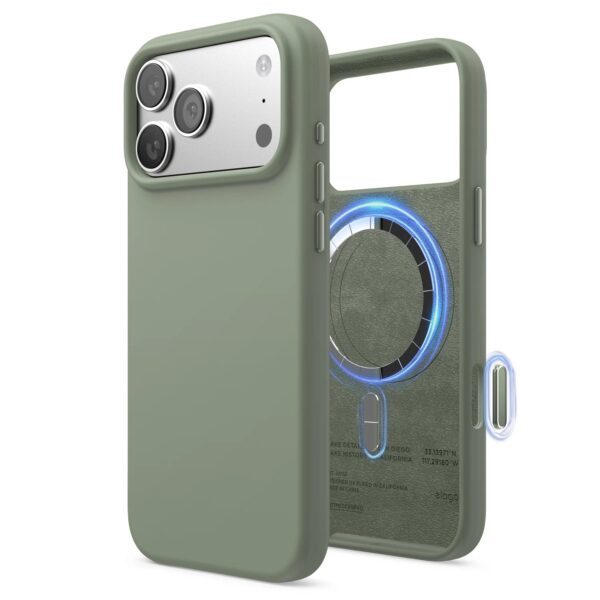 Elago Magnetic Silicone Case (Camera Control Key Included) เคส iPhone 17 Pro - Khaki Green [Pre-Order]