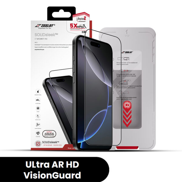 Zeelot SOLIDsleek (with EasyFit Installation Kit) Ultra AR HD Vision Guard Glass ฟิล์มกระจกลดแสงสะท้อนแบบใส - iPhone 17 [Pre-Order]