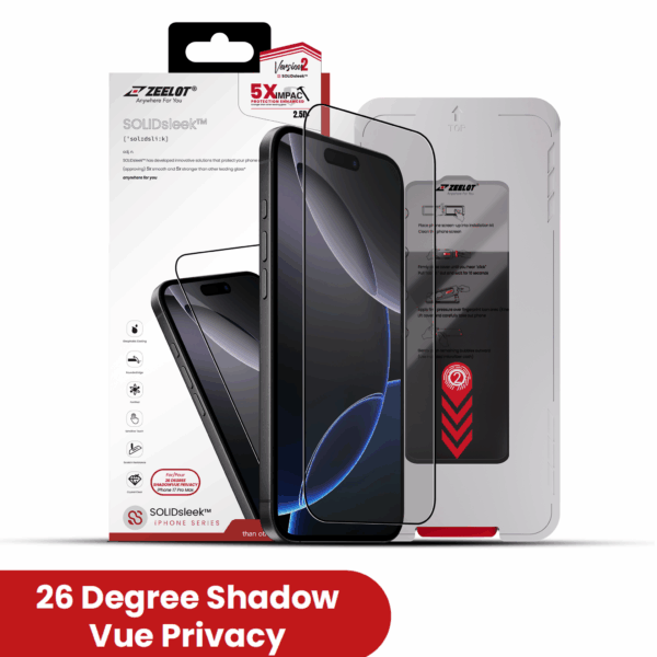 Zeelot SOLIDsleek (with EasyFit Installation Kit) 26 Degree ShadowVue Privacy Glass ฟิล์มกระจกแบบกันคนมอง - iPhone 17 Pro Max [Pre-Order]