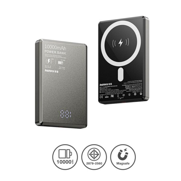 Remax Power Bank 10000mAh Wireless แบตสำรอง (RPP-109) - Gray