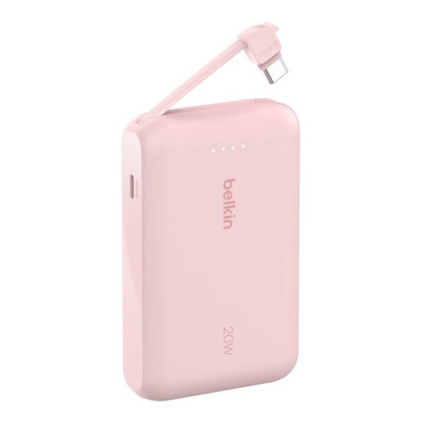 Belkin BoostCharge Power Bank 10,000 mAh with Integrated Cable 3C/CCC (BPB021FQBK)- Pink