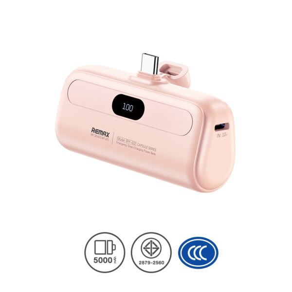 (มาตรฐาน CCC)Remax Power Bank 5000mAh Type-C (RPP-632) - Pink