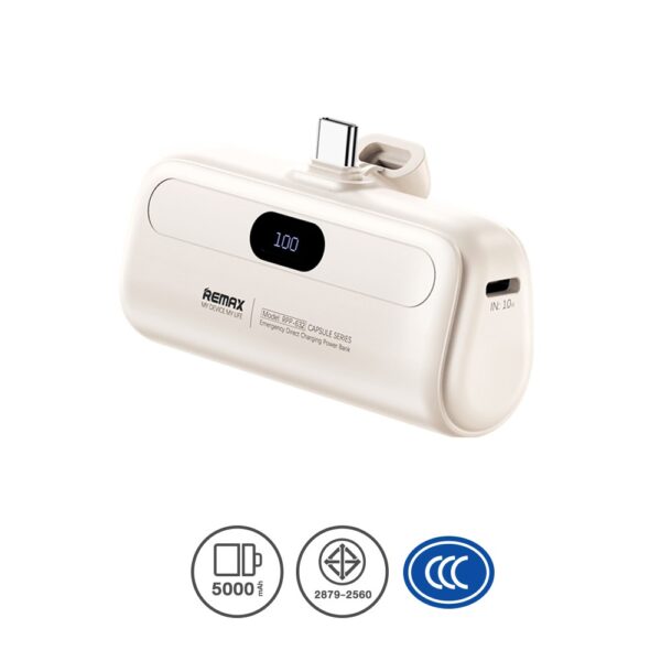 (มาตรฐาน CCC) Remax Power Bank 5000mAh Type-C (RPP-632) - White
