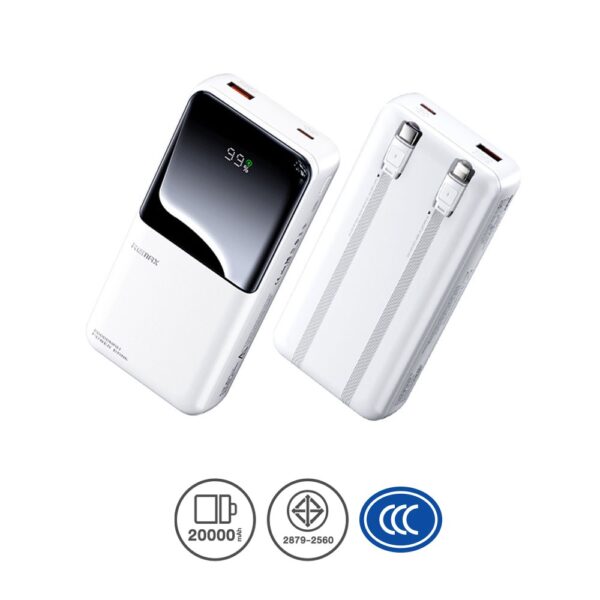 (มาตรฐาน CCC)Power Bank 20000mAh (RPP-680) - White