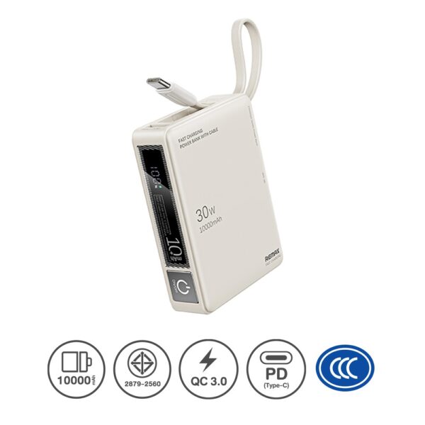 (มาตรฐาน CCC)Remax Power Bank 10000mAh (RPP-86) - Cream