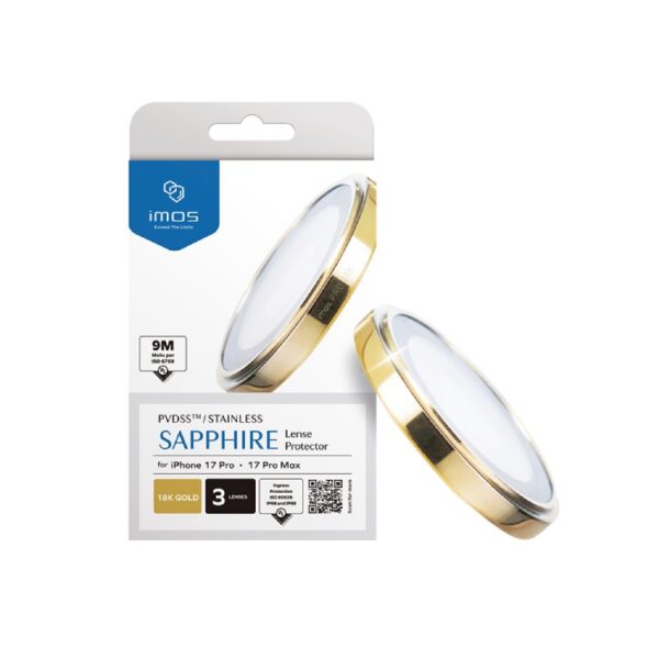 imos Sapphire PVDSS Stainless Pro Lens Protector กระจกกันรอยเลนส์กล้อง iPhone 17 Pro / iPhone 17 Pro Max - (18K Gold) [Pre-Order]