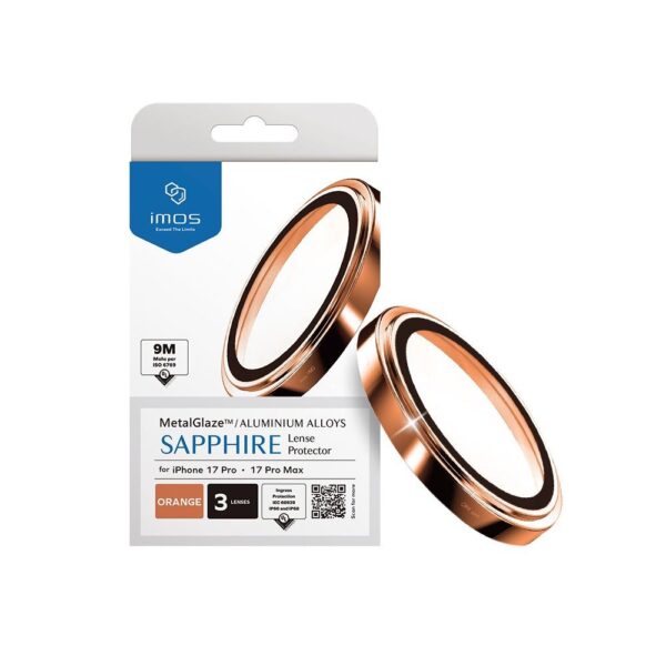 imos Sapphire PVDSS Stainless Pro Lens Protector กระจกกันรอยเลนส์กล้อง iPhone 17 Pro / iPhone 17 Pro Max - (Orange) [Pre-Order]