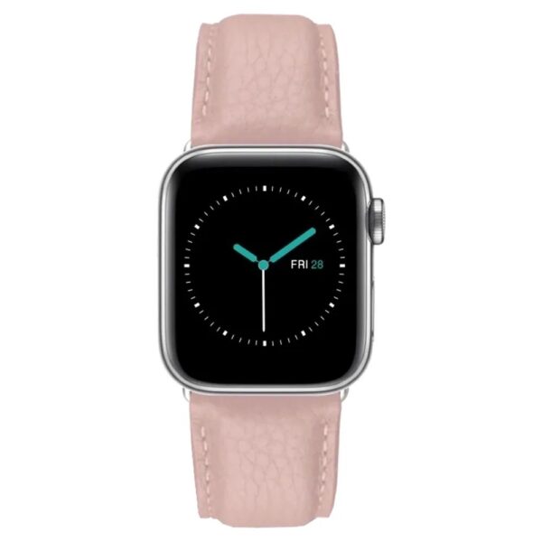 MINTAPPLE. Signature Top Grain Leather สายนาฬิกา Apple Watch 42(3)/44/45/46/49mm – Blush/Stainless steel Silver [Pre-Order]