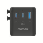 Momax 1-World2 AC 2 3-Port PD65W+ GAN 20W+USB-A18W Plug Type-A (UA26D) หัวชาร์จ+หัวแปลงปลั๊กไฟ - Black - Image 3