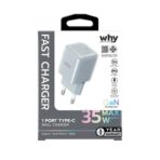 Why Pixel 1 Port USB-C Wall Charger Acrylic 35W (WC-3352) - Grey - Image 2