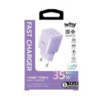 (มีสินค้าพร้อมส่ง) Why Pixel 1 Port USB-C Wall Charger Acrylic 35W (WC-3352) - Purple - Image 2