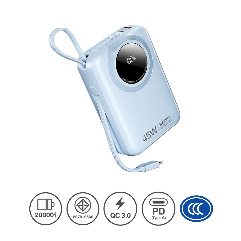 messageImage_1766241024375 (มีสินค้าพร้อมส่ง : มาตรฐาน CCC) Remax Power Bank 20000 mAh 45W (FC-02) - Blue - Image 1