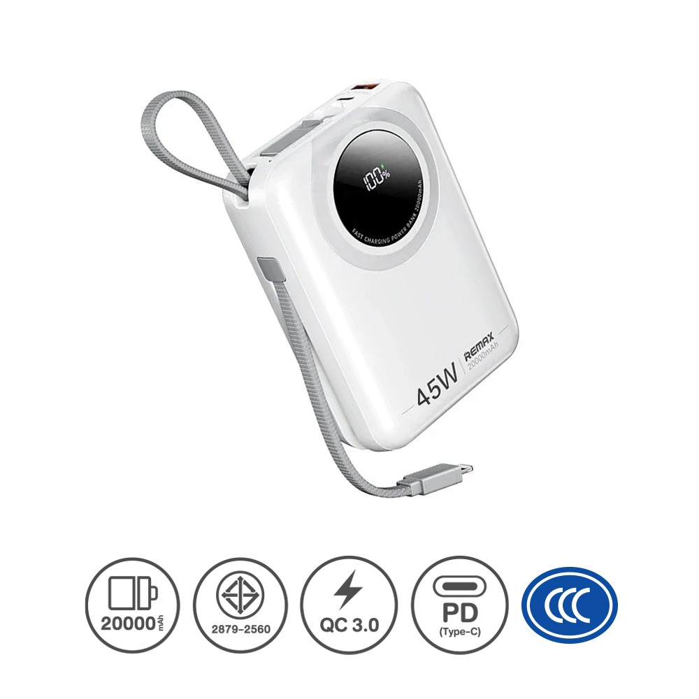 messageImage_1766241090203 (มาตรฐาน CCC) Remax Power Bank 20000 mAh 45W (FC-02) - White - Image 1