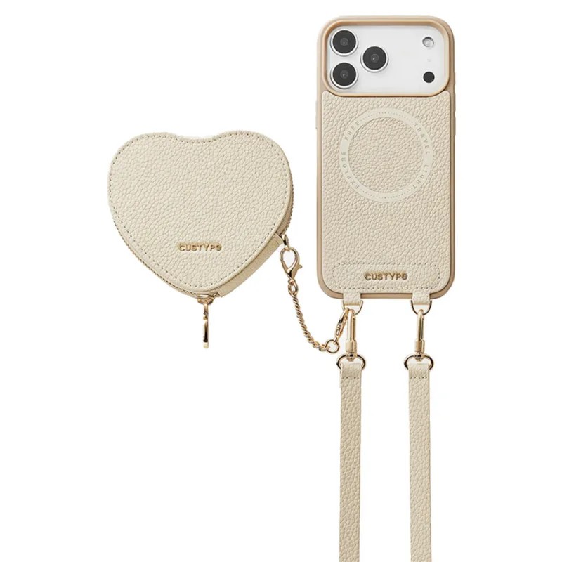 messageImage_1767267114718 Custype Leather Case with Heart Pouch เคส iPhone 17 Pro Max –White - Image 1