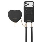Custype Leather Case with Heart Pouch เคส iPhone 17 Pro Max – Black