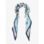 Custype Lychee Pattern Leather with Pouch & Silk Scarf Wrist Strap  เคส iPhone 17 Pro Max – Blue [Pre-Order] - Image 6