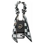 Custype Lychee Pattern Leather with Pouch & Silk Scarf Wrist Strap  เคส iPhone 17 Pro Max – Black [Pre-Order]