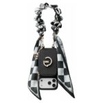 Custype Lychee Pattern Leather with Pouch & Silk Scarf Wrist Strap  เคส iPhone 17 Pro Max – Black [Pre-Order]