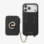 Custype Lychee Pattern Leather with Pouch & Silk Scarf Wrist Strap  เคส iPhone 17 Pro Max – Black [Pre-Order] - Image 6