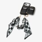 Custype Lychee Pattern Leather with Pouch & Silk Scarf Wrist Strap  เคส iPhone 17 Pro Max – Black [Pre-Order] - Image 3