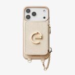 Custype Lychee Pattern Leather with Pouch & Silk Scarf Wrist Strap  เคส iPhone 17 Pro Max – Beige [Pre-Order] - Image 8