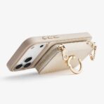Custype Lychee Pattern Leather with Pouch & Silk Scarf Wrist Strap  เคส iPhone 17 Pro Max – Beige [Pre-Order] - Image 4