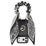 Custype Crocodile Pattern Leather with Pouch & Silk Scarf Wrist Strap เคส iPhone 17 Pro Max – Black [Pre-Order]