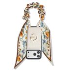 Custype Crocodile Pattern Leather with Pouch & Silk Scarf Wrist Strap เคส iPhone 17 Pro Max – Beige [Pre-Order]