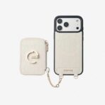 Custype Crocodile Pattern Leather with Pouch & Silk Scarf Wrist Strap เคส iPhone 17 Pro Max – Beige [Pre-Order] - Image 2