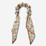 Custype Crocodile Pattern Leather with Pouch & Silk Scarf Wrist Strap เคส iPhone 17 Pro Max – Brown [Pre-Order] - Image 3