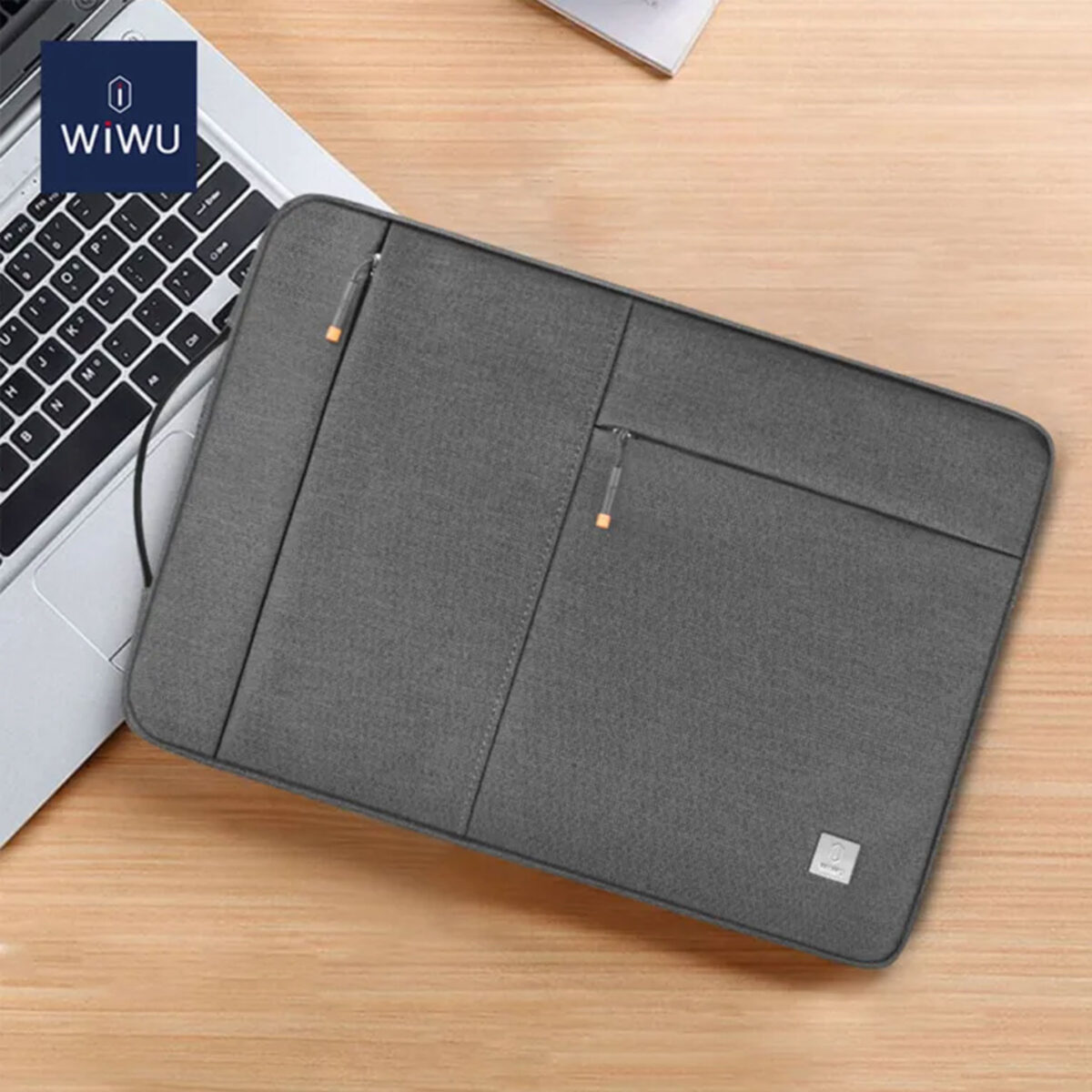 WiWU Alpha Slim Sleeve ซองกระเป๋าใส่ Laptop/MacBook ขนาด 14″ – Grey - Image 3