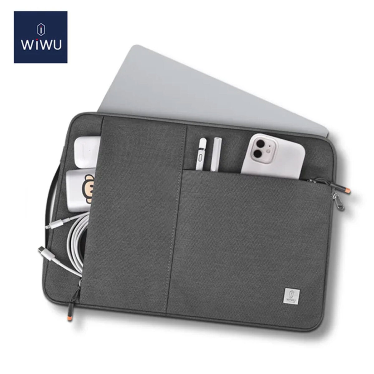 WiWU Alpha Slim Sleeve ซองกระเป๋าใส่ Laptop/MacBook ขนาด 14″ – Grey - Image 5