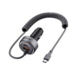 Aukey Pathfinder Sling 75W Fast Charging Car Charger with Built-in-Cable (CC-P2) - Gray
