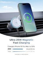 UGREEN MagFlow Magnetic Wireless Car Charger 25W (MagSafe compatible) แท่นชาร์จไร้สายในรถ W758 - Grey - Image 2